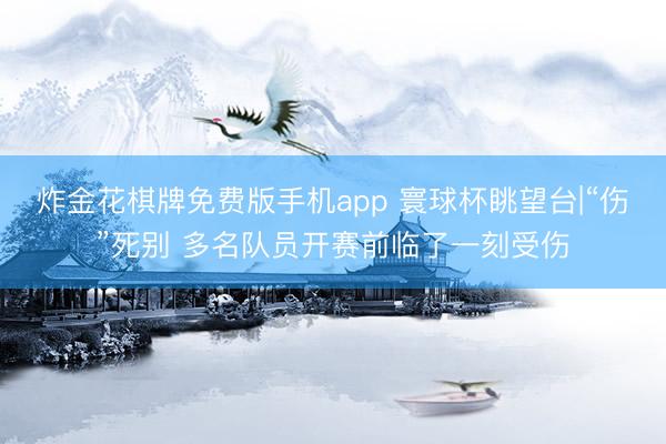 炸金花棋牌免费版手机app 寰球杯眺望台|“伤”死别 多名队员开赛前临了一刻受伤